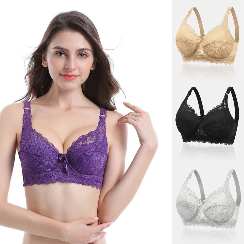 3PS Plus Size Cotton Cup Adjustable Lace Sexy Bra