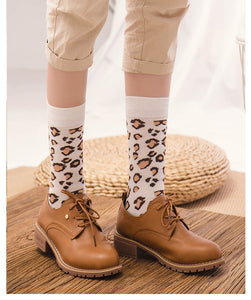 Autumn And Winter Cotton Leopard Print Tube Socks