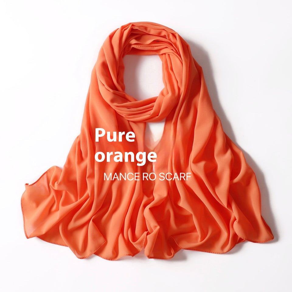 Pure Color Pearl Chiffon Scarf Headcloth Veil Chiffon Scarf