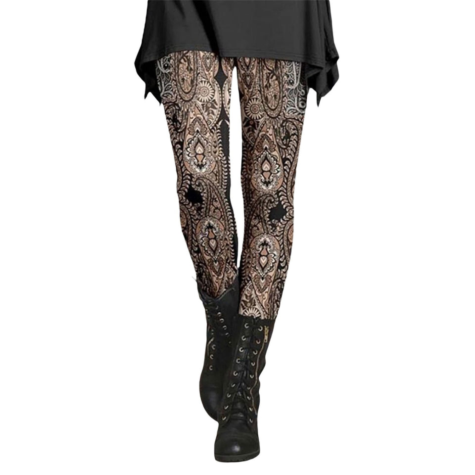 Women's Fashionable Retro Ethnic Style Slimming Printed Leggings