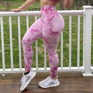 Tie-dye Peach Hip Yoga Pants Plus Size Seamless Hip-lifting Trousers