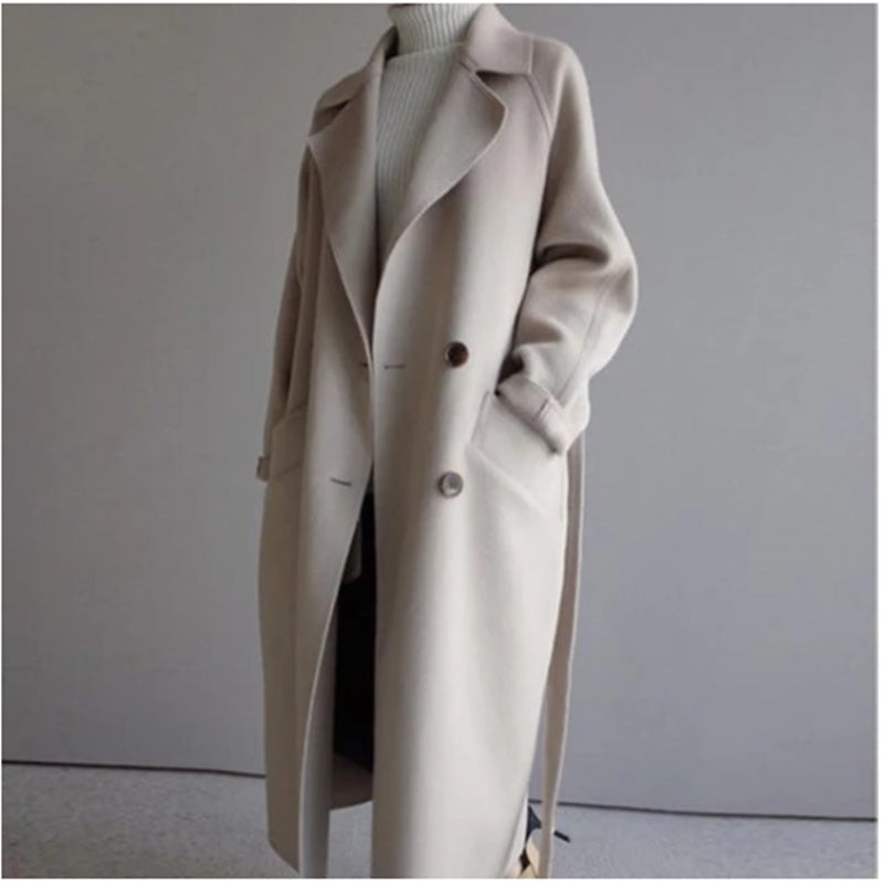 Over-the-knee All-match Mid-length Wool Coat