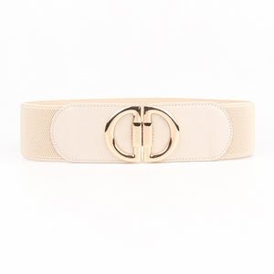 Elastic A Pair Of Buckles Wide Belt Women