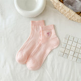 Bow Embroidered Short Thin Socks