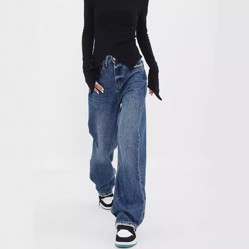 Women's Wide-leg Jeans Loose High Waist Drooping