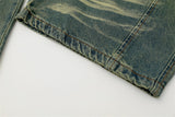 Washed Yellow Blue Patchwork Micro Harlan Denim Pants