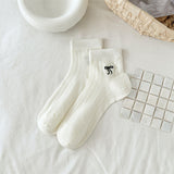 Bow Embroidered Short Thin Socks