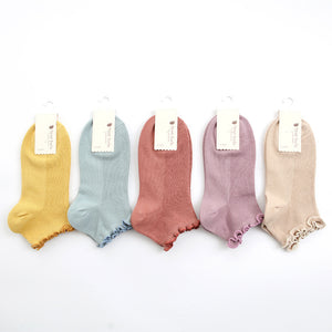 Women's Double Needle Solid Color Cotton Short Ankle Socks