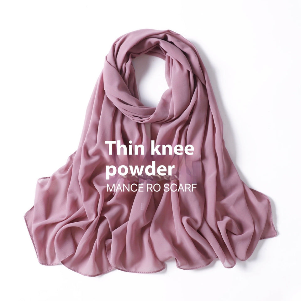 Pure Color Pearl Chiffon Scarf Headcloth Veil Chiffon Scarf