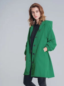 Casual Style Windbreaker Women's Mid-Length Waist Long-Sleeved Jacket