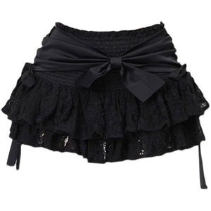 French Style Bow Skirt Anti-exposure High Waist