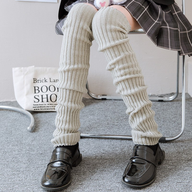 Solid Color Knitted Socks Stockings