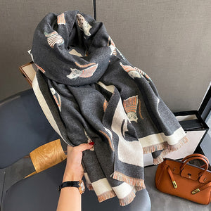 Fashion Artificial Cashmere Scarf Female Winter Korean Style Versatile Student Thickened Scarf Dual-purpose Shawl Outer Match