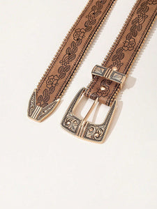 Retro Pattern PU Belt Western Style Women's Belt