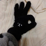 Warm Lady Winter Knitting Plush Gloves