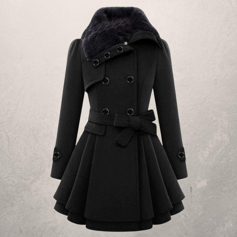 Women's Slim Mid-length Double-Breasted Woolen Coat