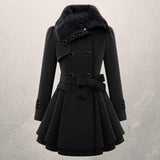 Women's Slim Mid-length Double-Breasted Woolen Coat