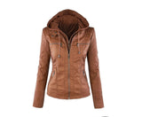 Long-sleeved women's leather jacket