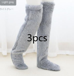 Over Knee High Fuzzy Long Socks Winter Warm Cold Leg Knee Joint Cold-proof Stockings Home Floor Sleeping Socks