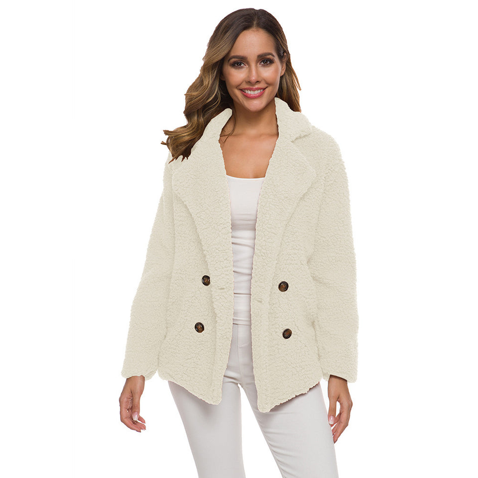 European And American Lamb Fleece Thickened Women's Sweater Coat