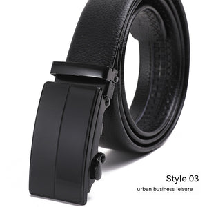 Men's Fashion Automatic Buckle Litchi Pattern Belt