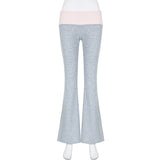 Color Matching Low Waist Casual Bootcut Trousers Women