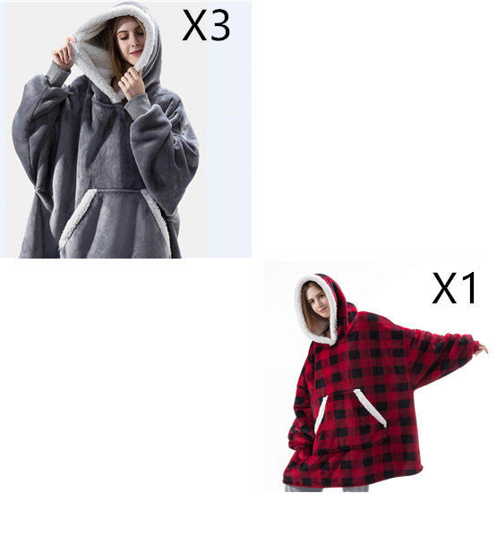 Men And Women Can Wear Zipper Flannel Lazy Blanket