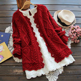 Solid Color Buttons Knitted Coat For Women