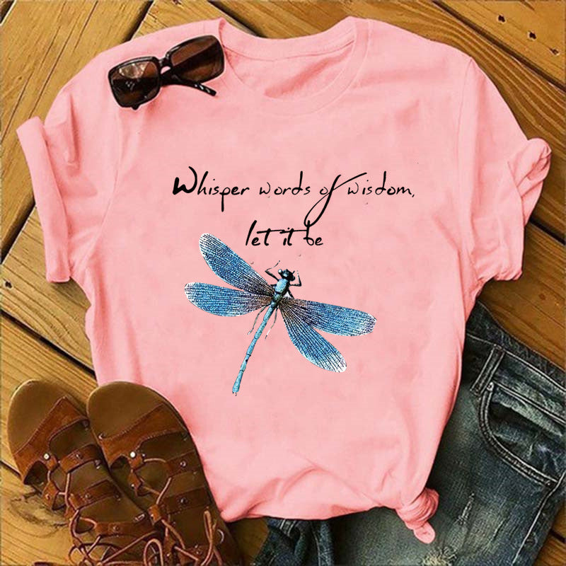 Let It Be Cute Bee Letter Alpaca Casual Women's T-shirt