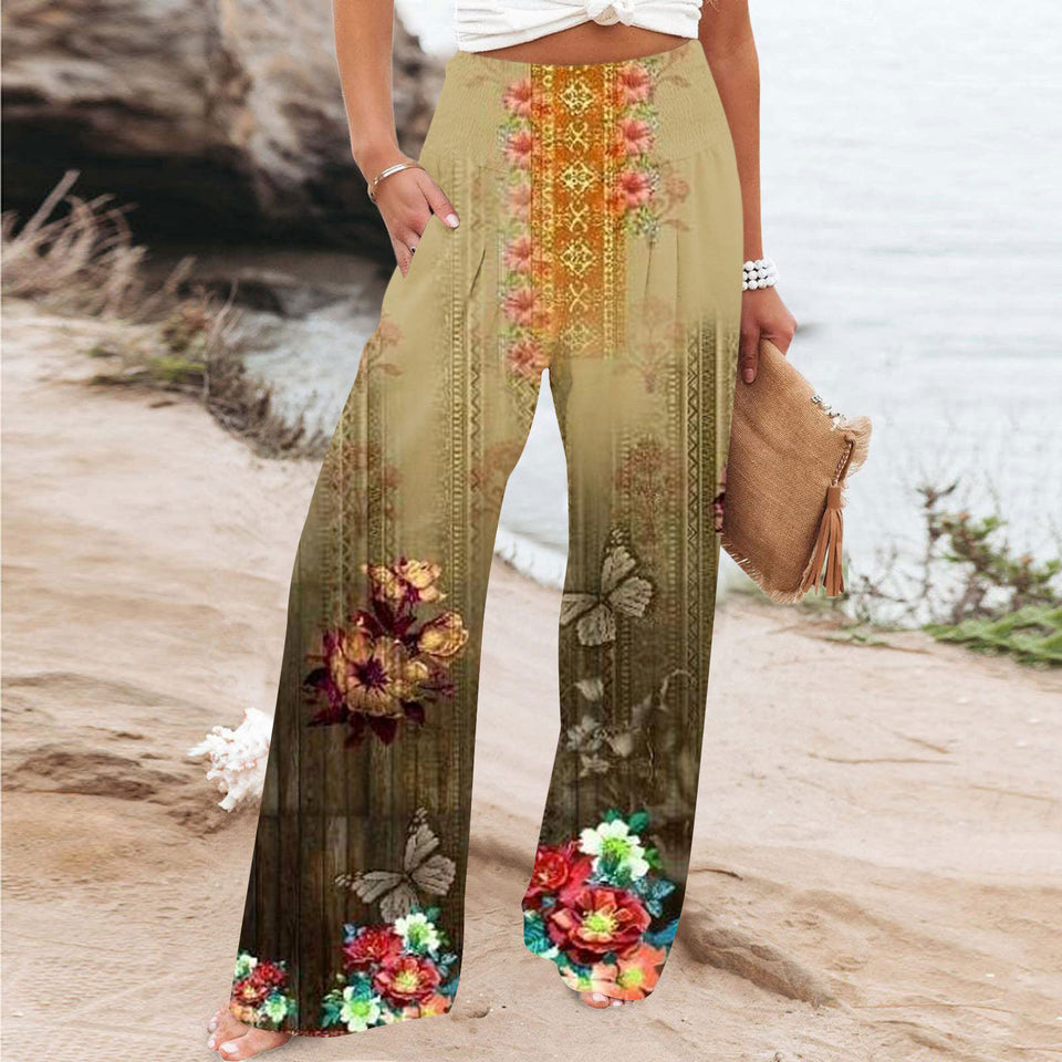 Elegant Series New Printed Loose High Waist Casual Wide Leg Pants