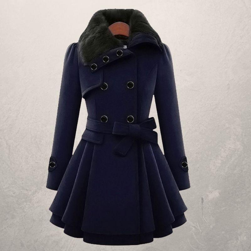 Women's Slim Mid-length Double-Breasted Woolen Coat