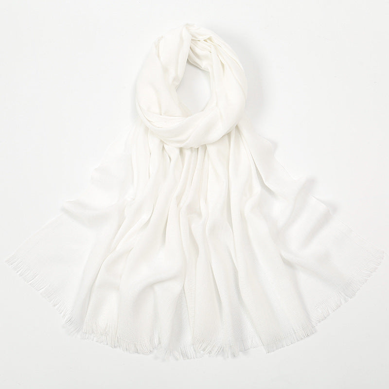 Flat Slub Cotton Solid Color Scarf Breathable Monochrome