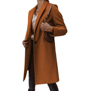 A Mid-length Coat With Solid Lapels