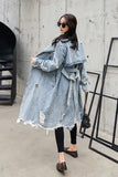 Retro Denim Trench Coat Women