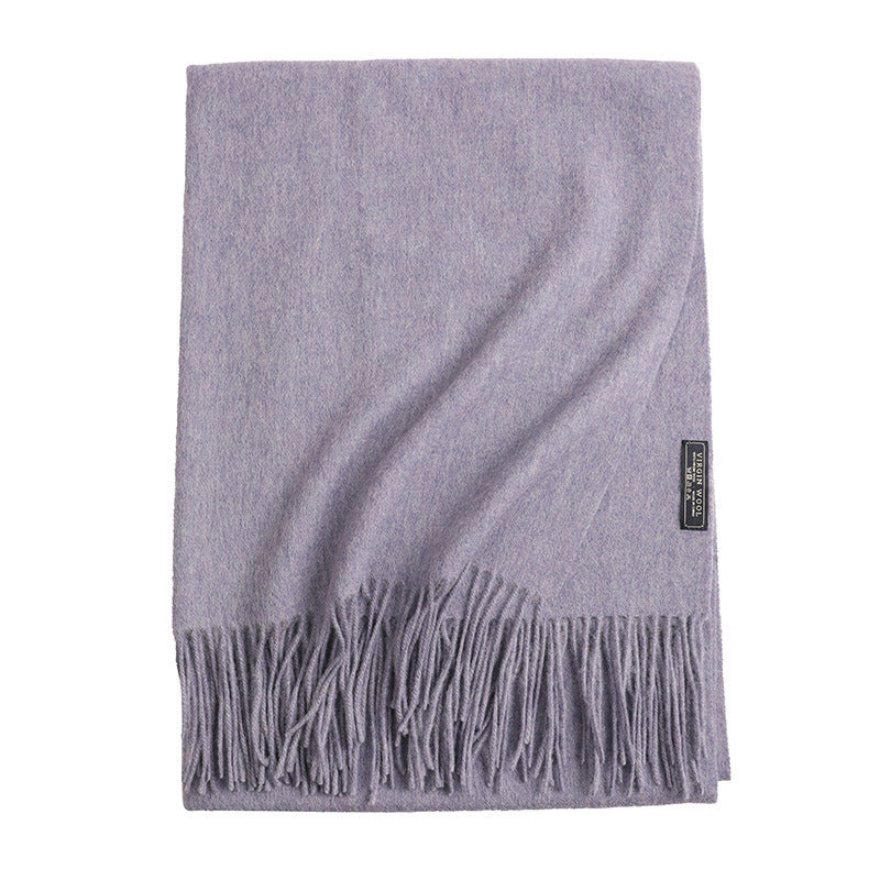 New Solid Color Wool Long Beard Warm Tassel Scarf Thick