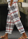 Women's Casual Striped Trousers With Decorative Buttons