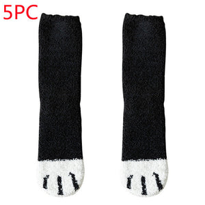 Women's Coral Fleece Cat Paw Pattern Kawaii Thick Warm Socks