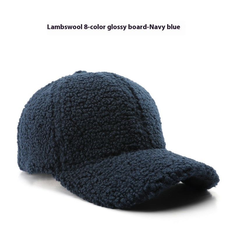 Baseball Cap Fashion Retro Solid Color Lamb Wool Curved Brim