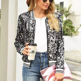 Fashion Colorblock Sequins Short Casual Jacket