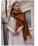 New Solid Color Wool Long Beard Warm Tassel Scarf Thick