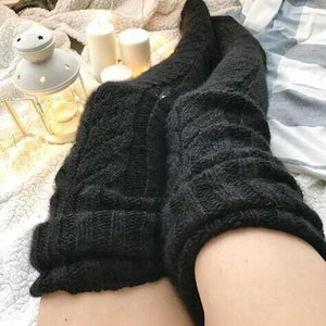 Winter Socks Over The Knee Lengthened Long Tube Knitted Pile Socks