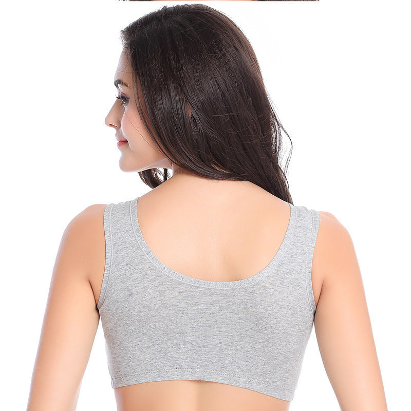 Vest-style gathered anti-sagging cotton sports bra Yoga