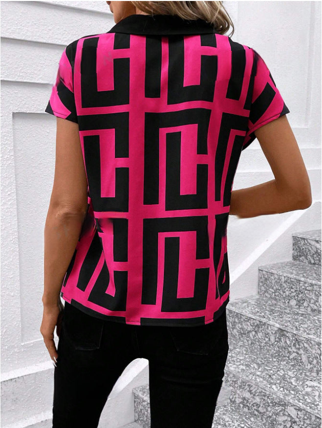 Women's Printed V-neck Shirt