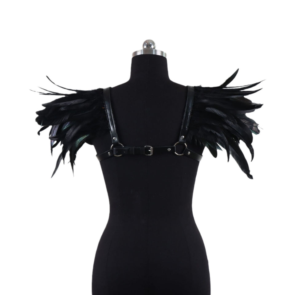 European And American Punk Gothic Feather Leather Shoulder Knot