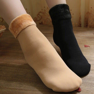 Autumn and winter socks men and women wild tube socks imitation nylon floor socks plus velvet thick snow socks