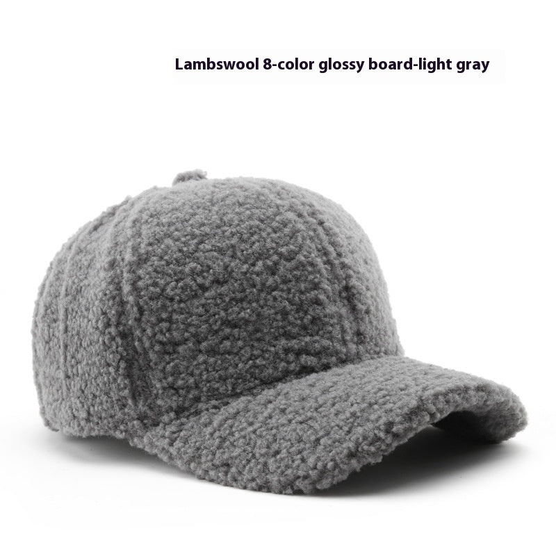 Baseball Cap Fashion Retro Solid Color Lamb Wool Curved Brim