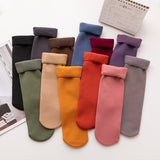 Women's Mid-calf Vertical Stripes Imitation Cashmere Fleece-lined Thickened Non-slip Warm Room Socks