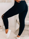 Plus Size Burnt Flower Solid Color Bottom Women's Pants