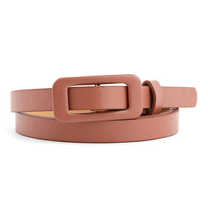 Solid Color Women's Nude Pu Small Belt