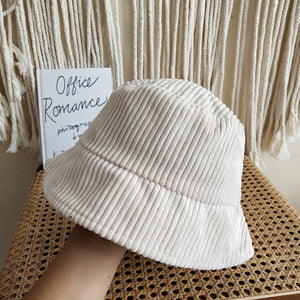 Women's Japanese Pure Color Warm Keeping Corduroy Fisherman Hat